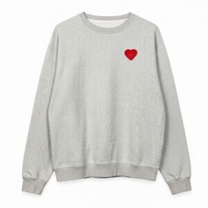 Jason Wu Men's Medium Gray Crewneck Sweatshirt Removable Heart Casual Luxury